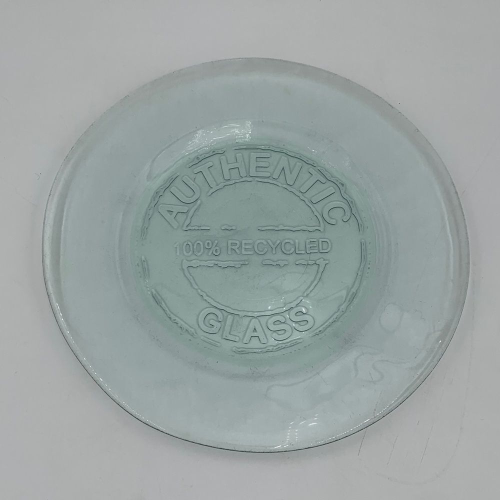 Authentic Recycled Glass Dinner Plates – Green Embossed, Made in Spain ONE plate
